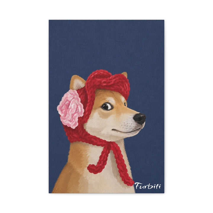 Custom Red Bonnet Pet Portrait Canvas Artwork