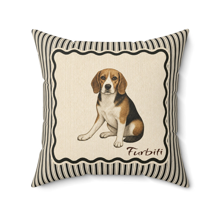 Custom beagle striped frame pillow product view