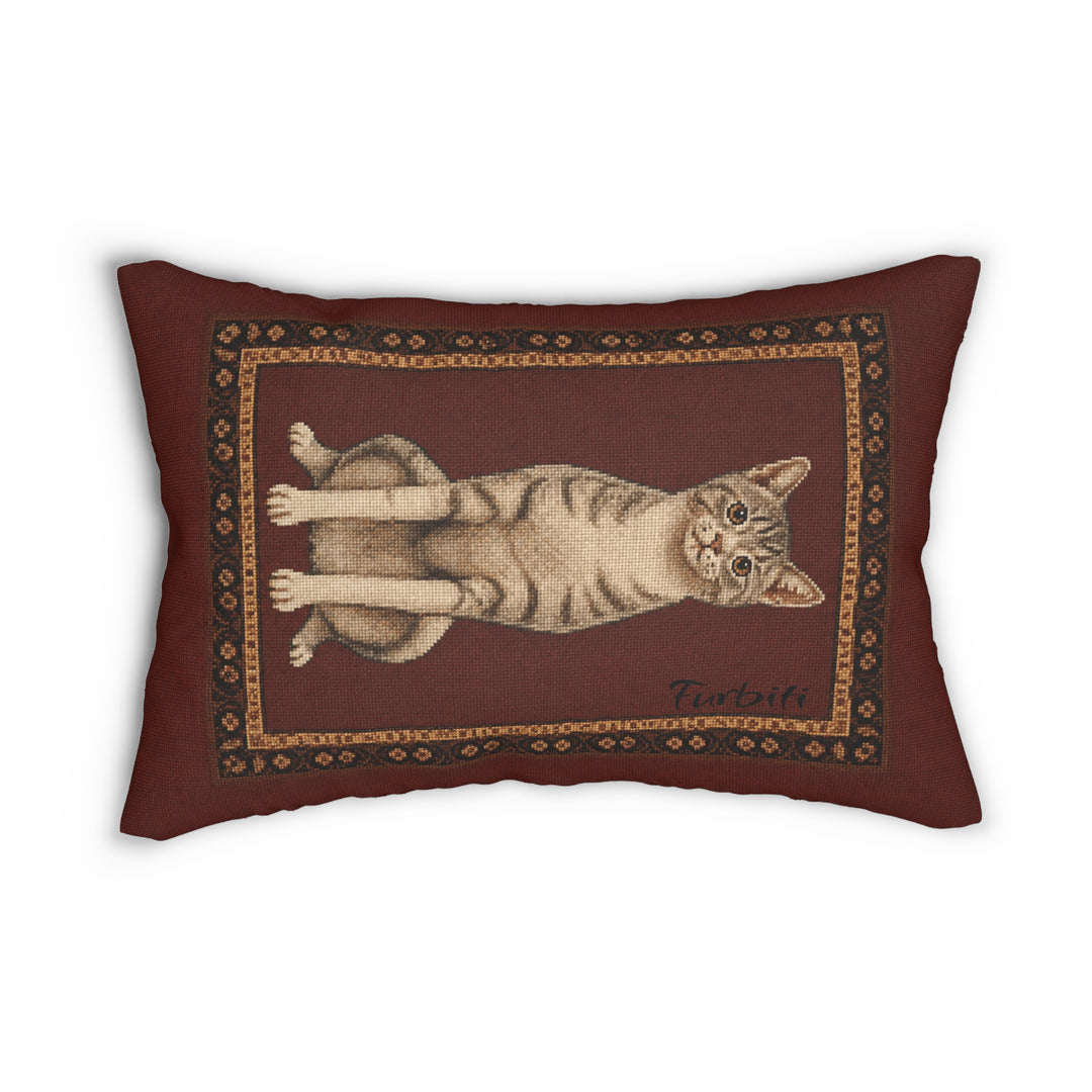 Custom burgundy pet portrait lumbar pillow front product view