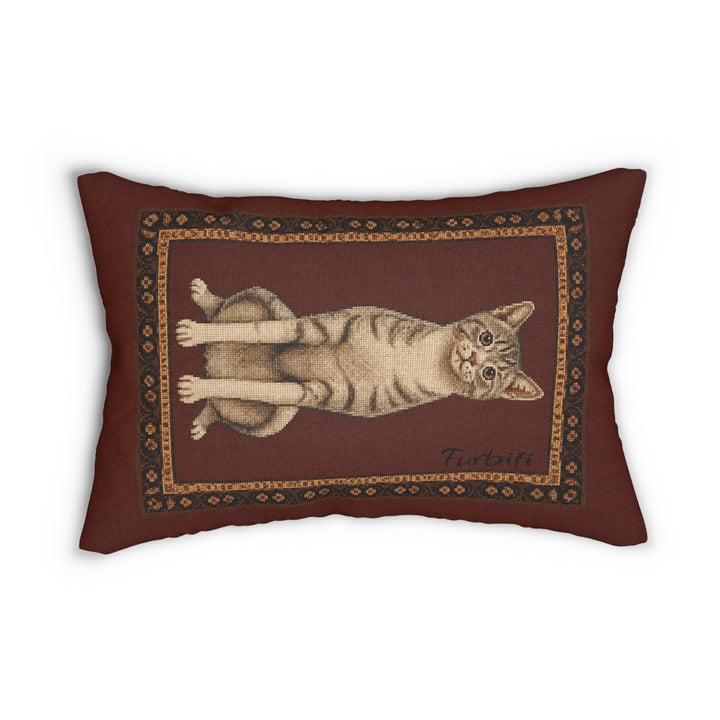 Custom burgundy pet portrait lumbar pillow front product view