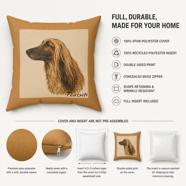 Custom cat portrait pillow warm neutral personalized square cushion