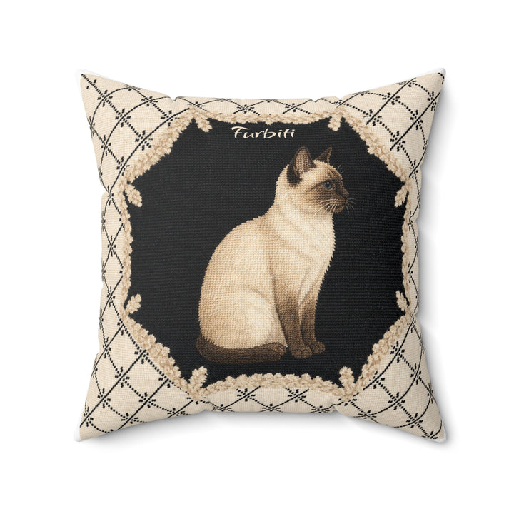 Custom cat portrait pillow with ornate frame design