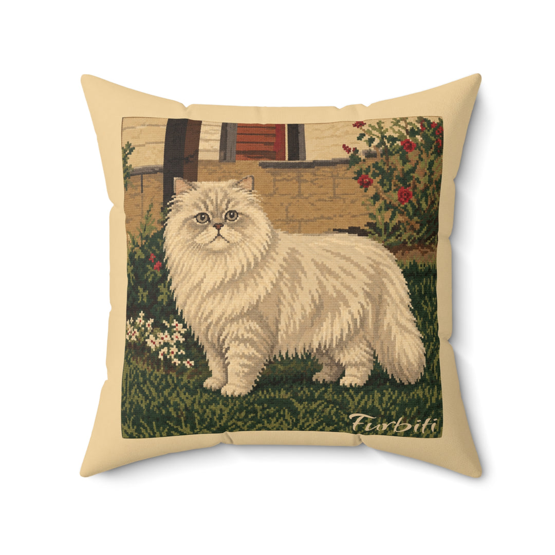 Custom cream cat garden portrait pillow front product view