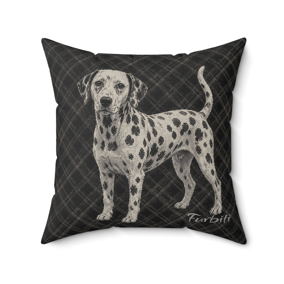 Custom dalmatian charcoal pet pillow close up product view