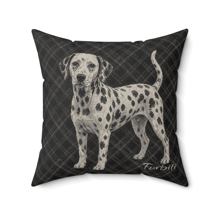 Custom dalmatian charcoal pet pillow close up product view