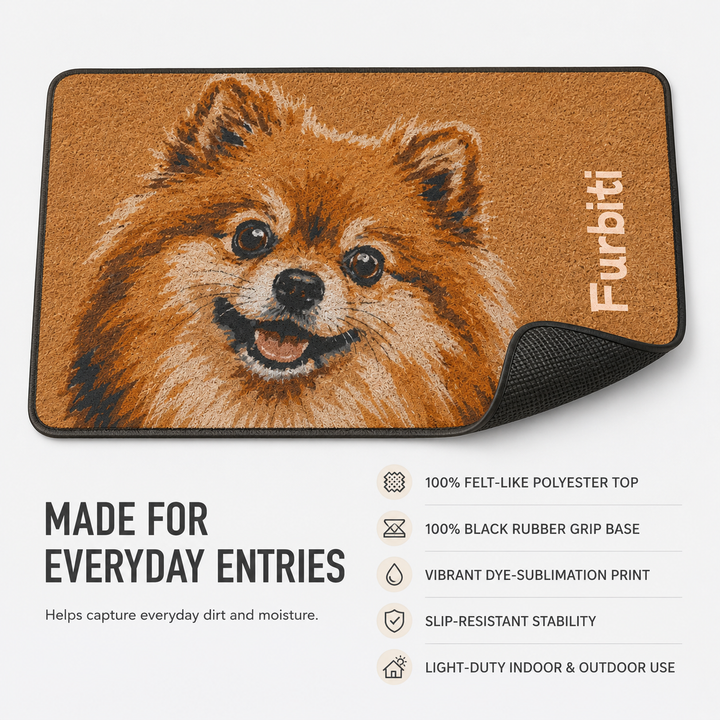 Custom Pet Portrait Doormat – Personalized 18" × 30" Entry Mat