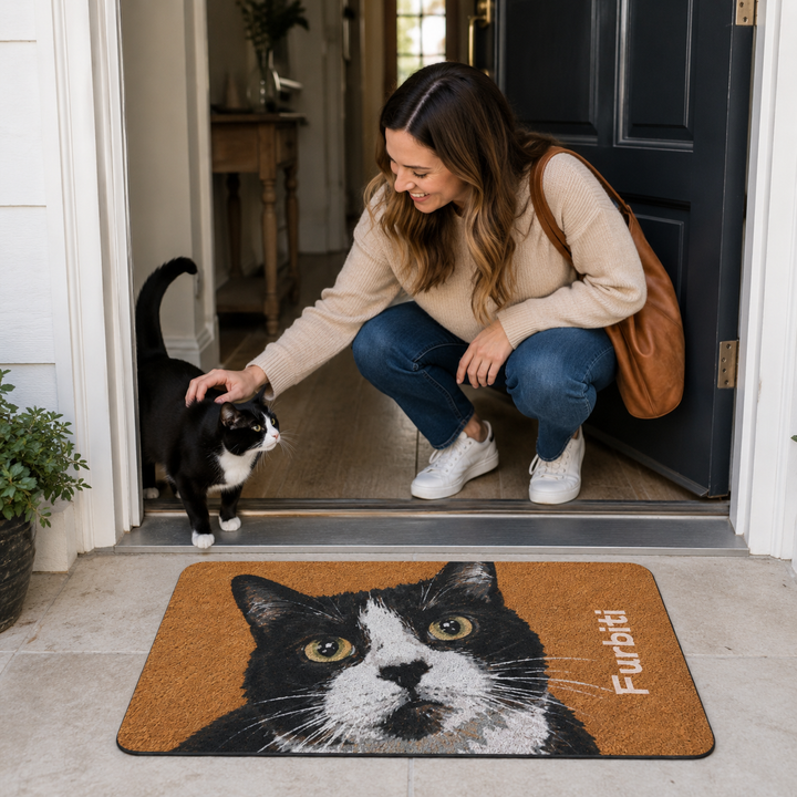 Custom Pet Portrait Doormat – Personalized 18" × 30" Entry Mat