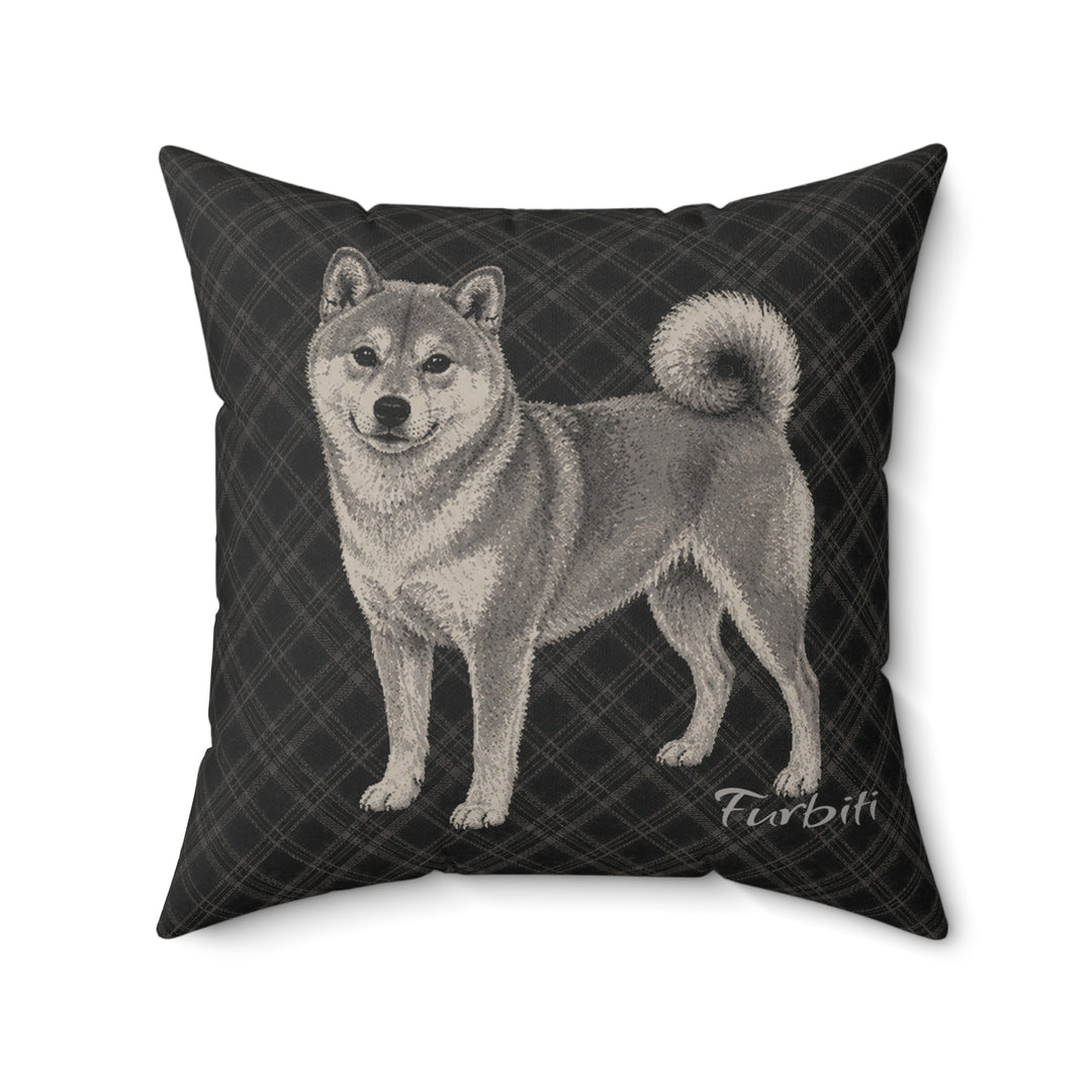Custom grey dog charcoal sketch pillow product view