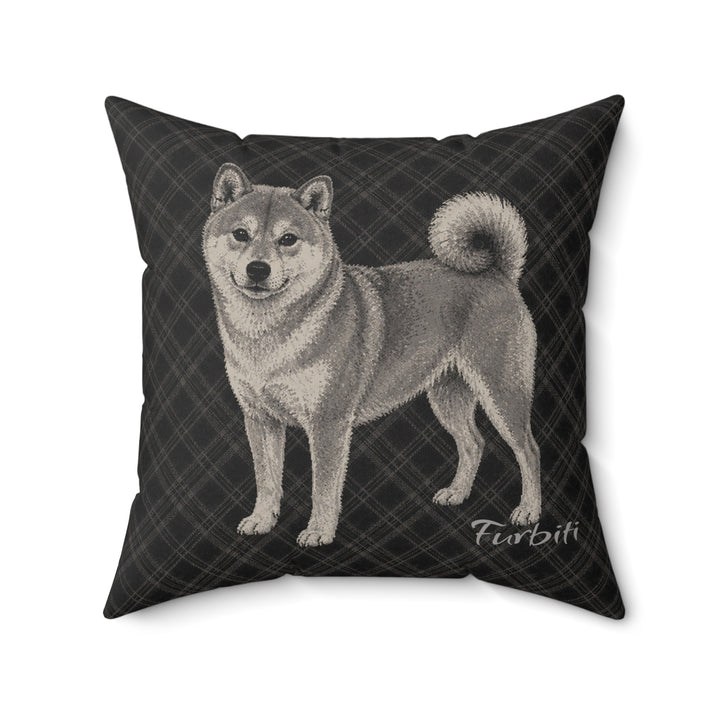 Custom grey dog charcoal sketch pillow product view