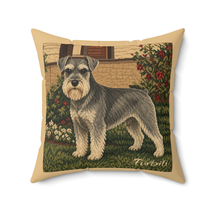 Custom grey dog garden portrait pillow front product view