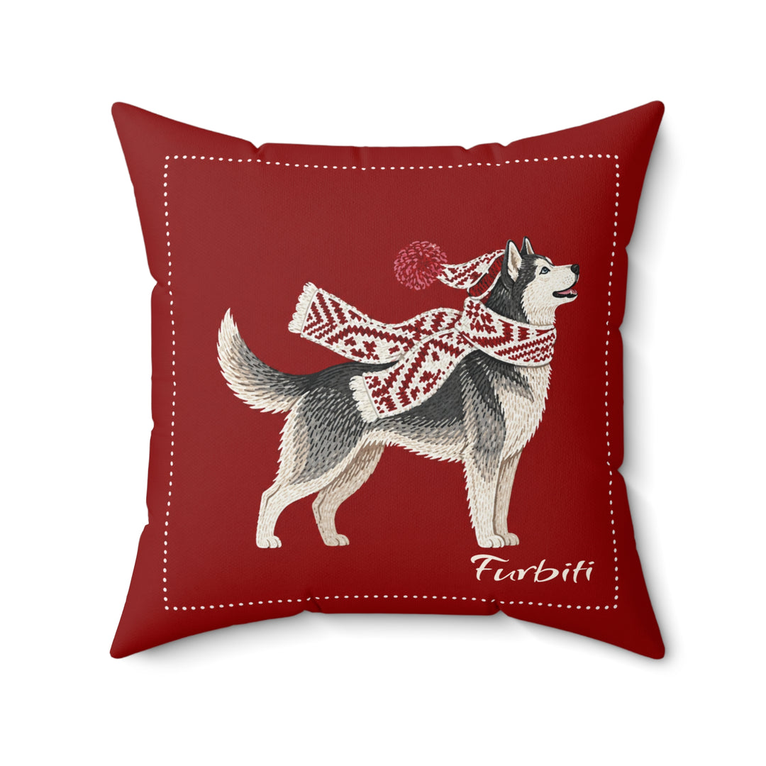 Custom newspaper bandana pet pillow close up product view