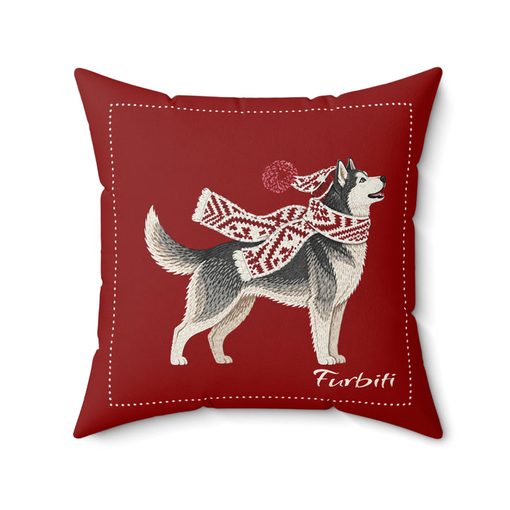 Custom newspaper bandana pet pillow close up product view