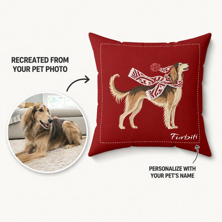 Custom newspaper bandana pet pillow from dog photo with name