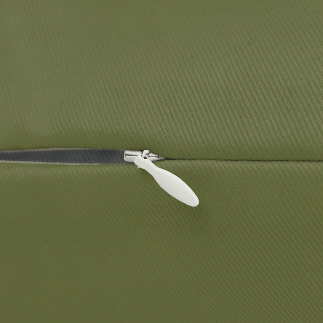 Custom olive green pet lumbar pillow concealed zipper detail