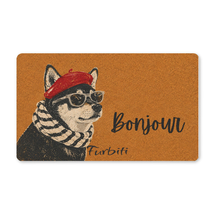 Custom orange cat beret doormat with pet name