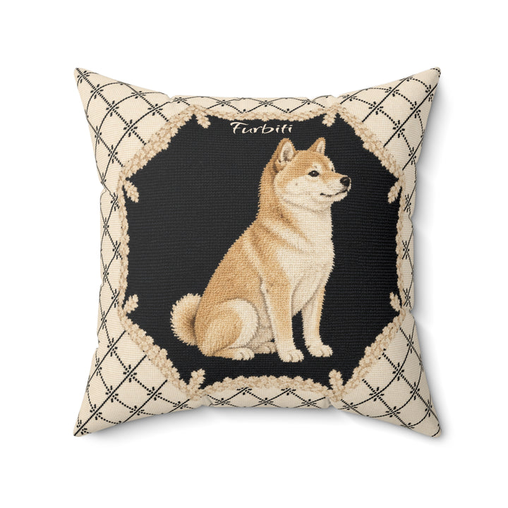 Custom orange cat ornate pet pillow close up product view