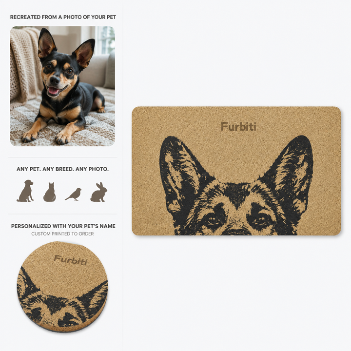 Custom pet line art doormat made from your uploaded pet photo