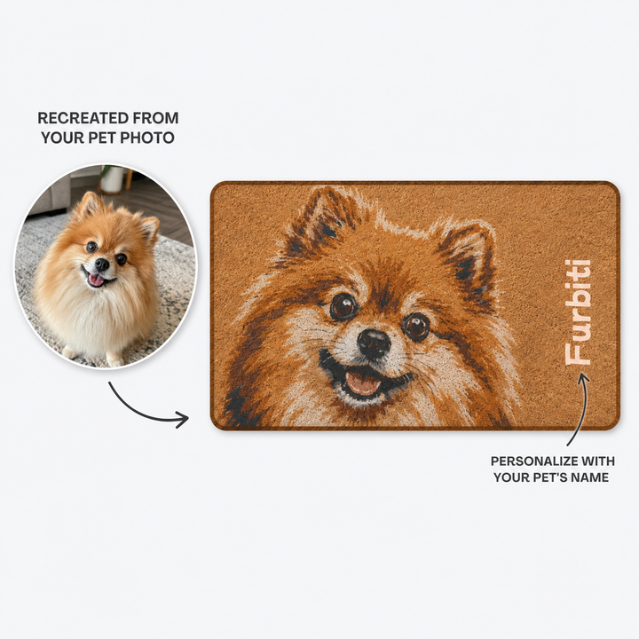 Custom Pet Portrait Doormat – Personalized 18" × 30" Entry Mat