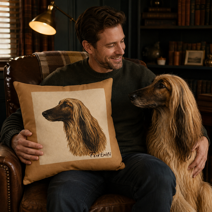 Custom pet portrait pillow concealed zipper side view