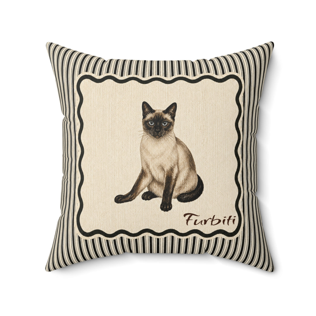 Custom striped cat portrait pillow close up product view