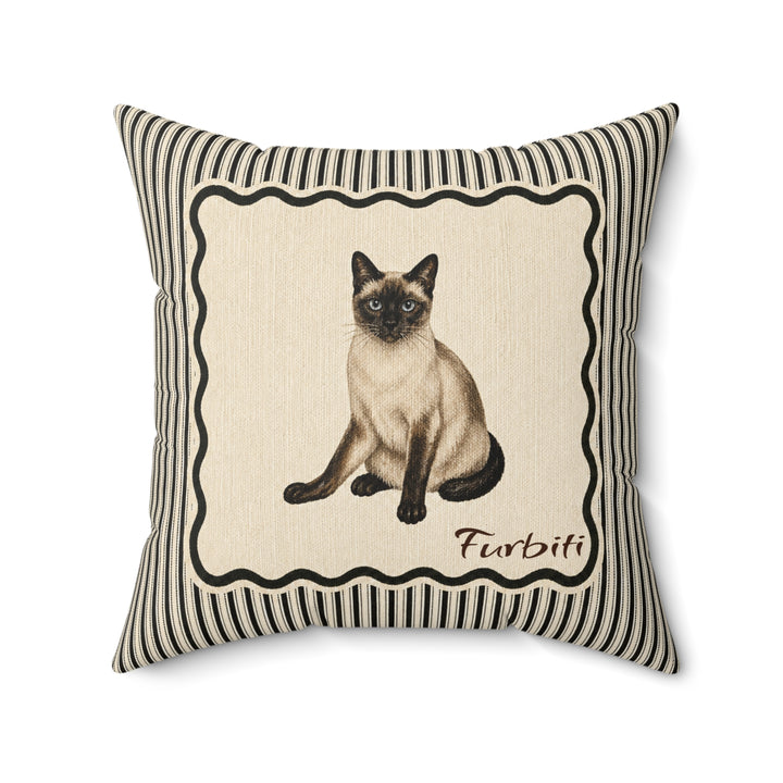 Custom striped cat portrait pillow close up product view