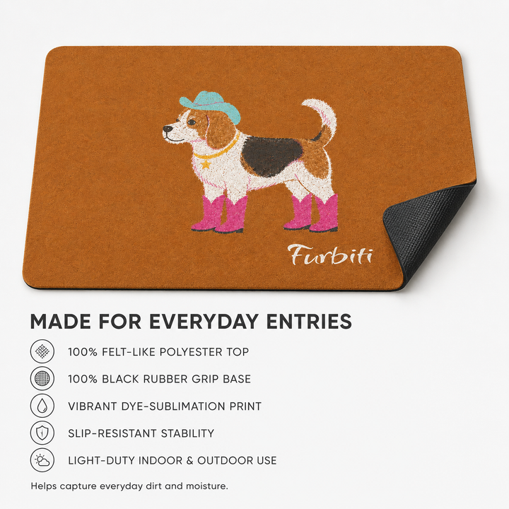 Eighteen by thirty inch custom Beagle doormat size guide
