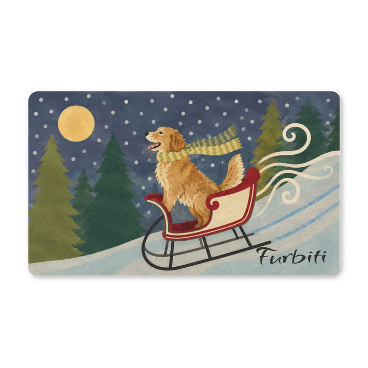 Flat view of personalized moonlit winter pet doormat indoors