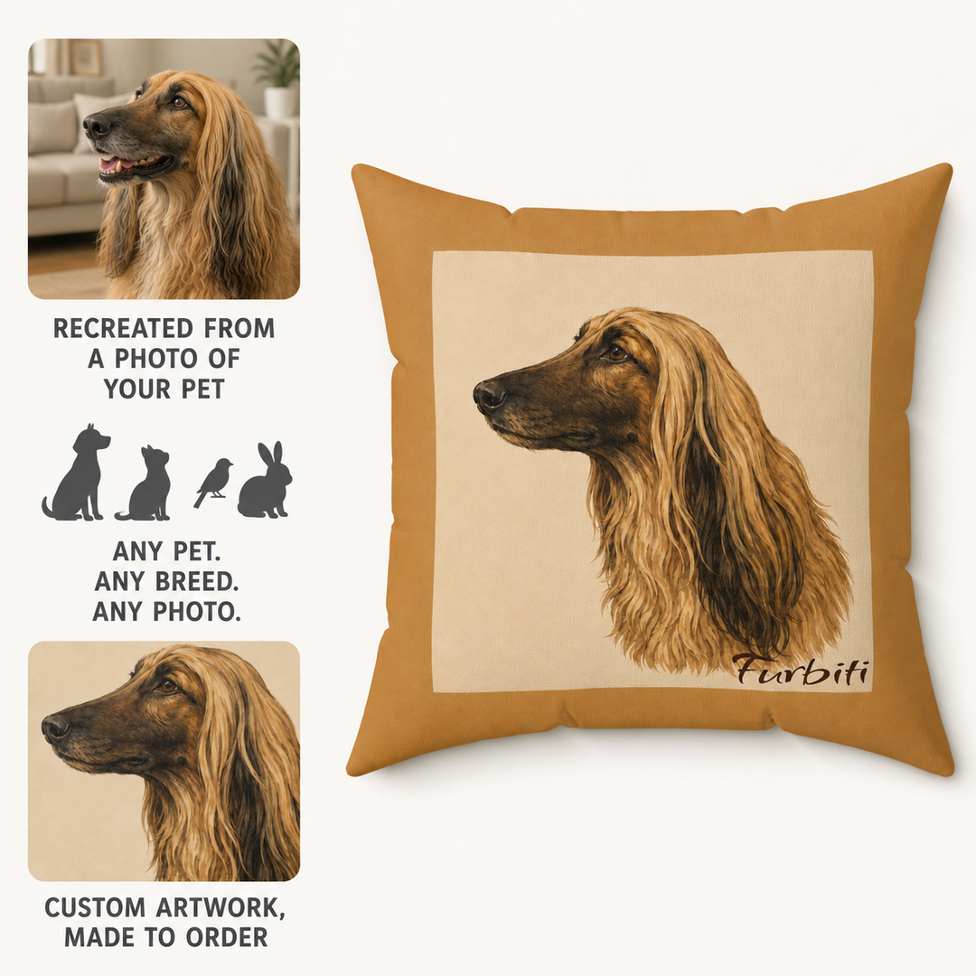 How to order custom warm neutral pet portrait pillow