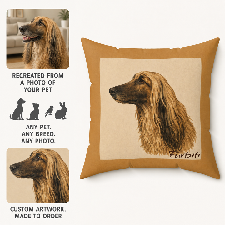 How to order custom warm neutral pet portrait pillow