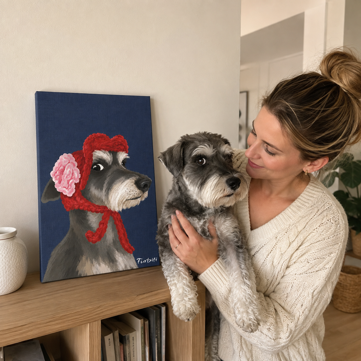 Lifestyle Custom Pet Canvas Portrait With Dog Owner