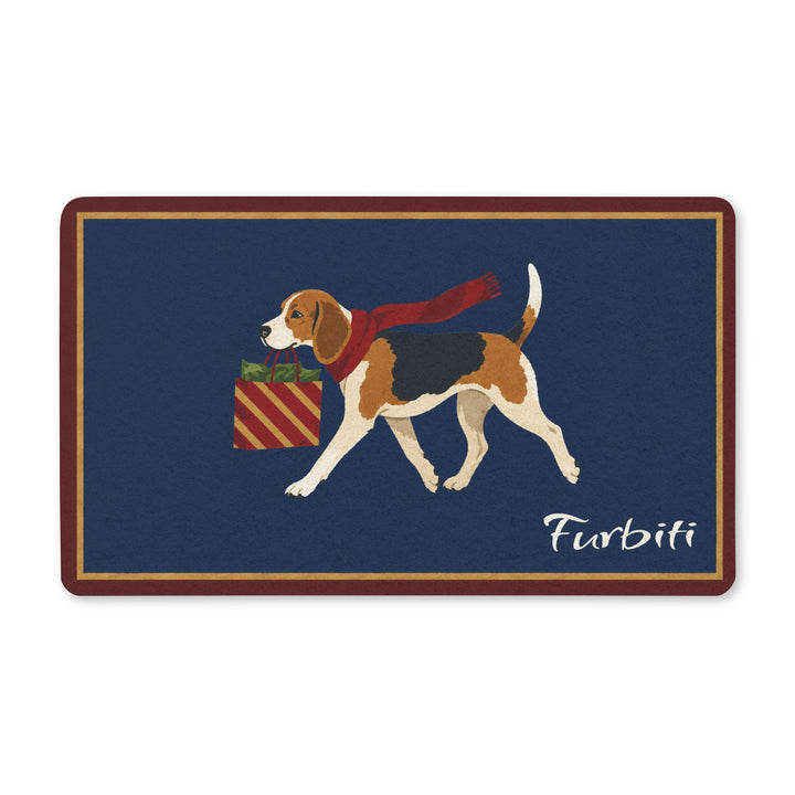 Navy cat doormat close-up product view with personalized name