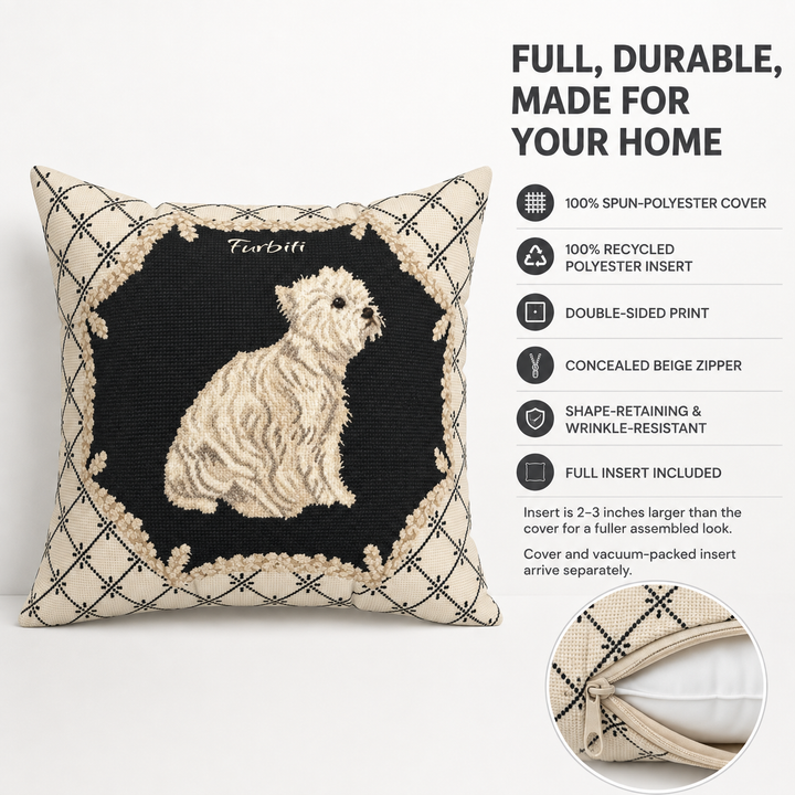 Ornate pet pillow material and feature overview
