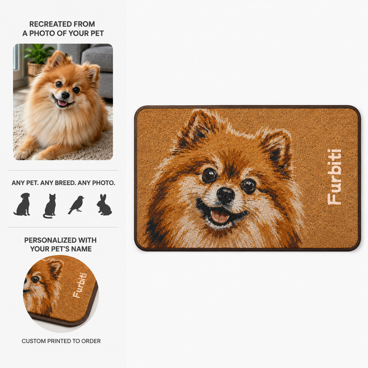 Custom Pet Portrait Doormat – Personalized 18" × 30" Entry Mat
