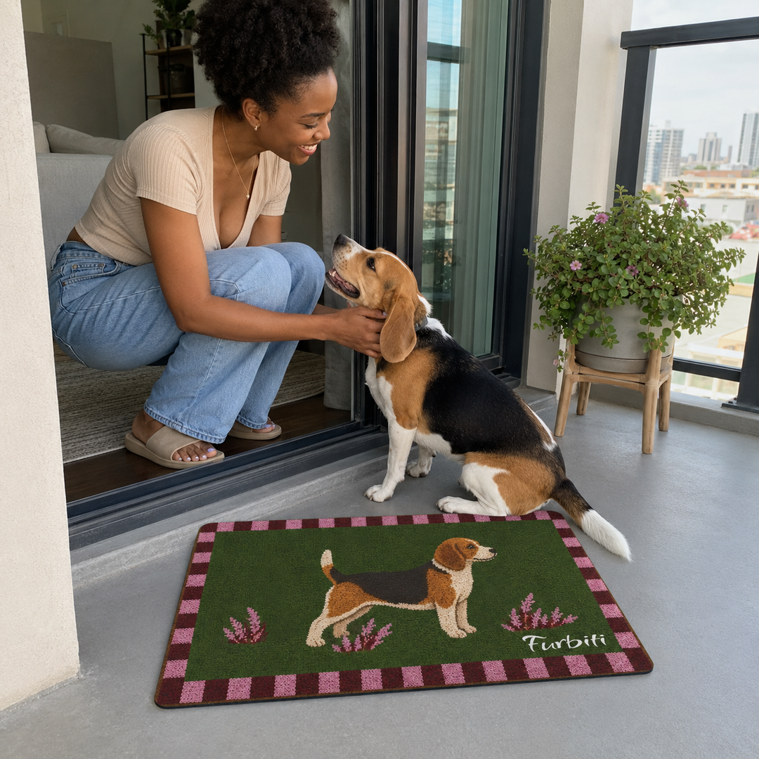 Personalized Shiba Inu doormat indoor lifestyle display