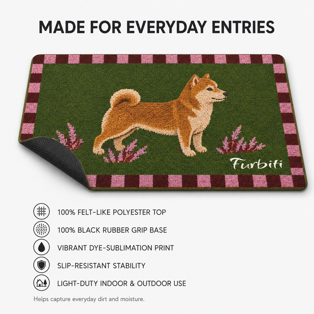 Personalized Shiba Inu doormat material and feature overview