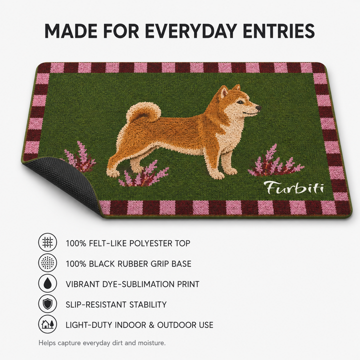 Personalized Shiba Inu doormat material and feature overview