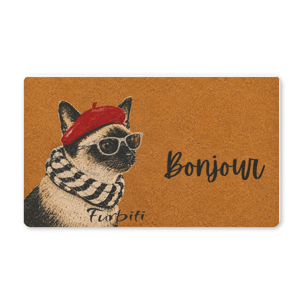 Personalized bonjour cat doormat product view