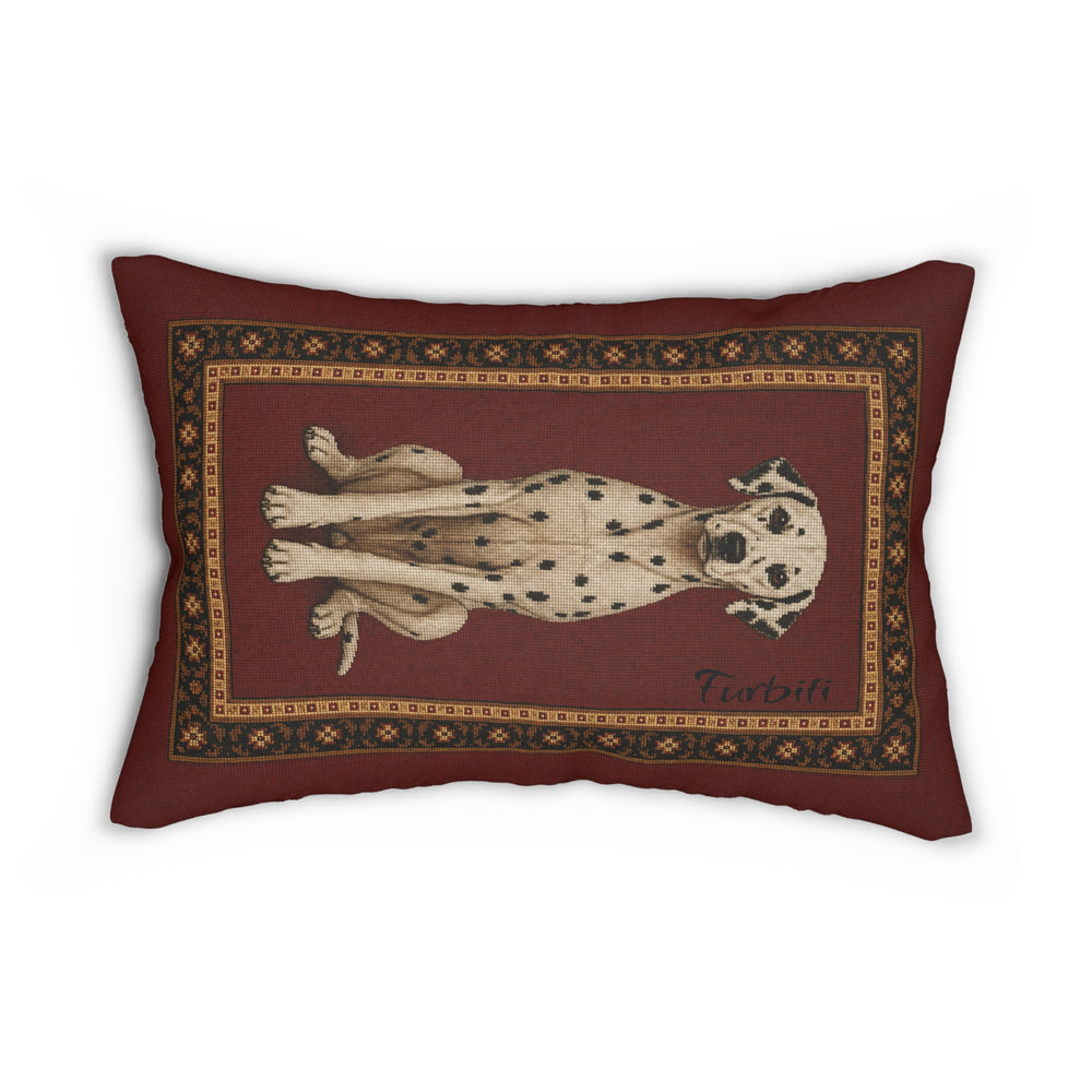 Personalized burgundy dog portrait lumbar pillow front product view