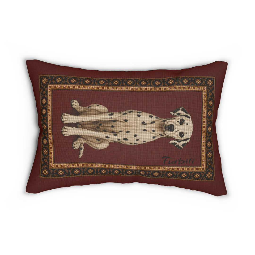 Personalized burgundy dog portrait lumbar pillow front product view