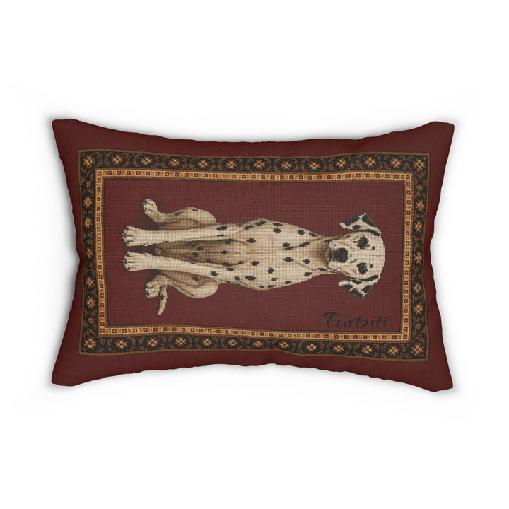 Personalized burgundy dog portrait lumbar pillow front product view