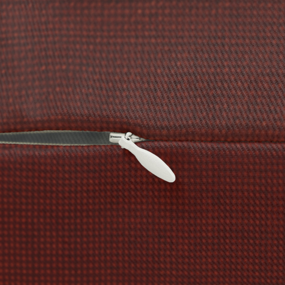 Personalized burgundy pet lumbar pillow concealed zipper detail