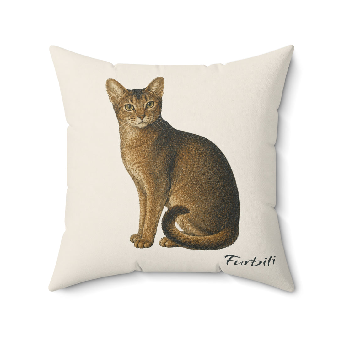 Personalized cream cat portrait pillow close up product view