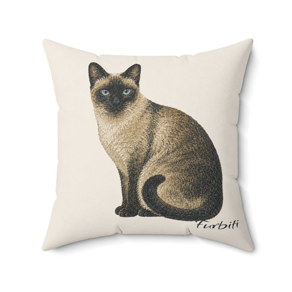 Personalized cream cat portrait pillow flat product view