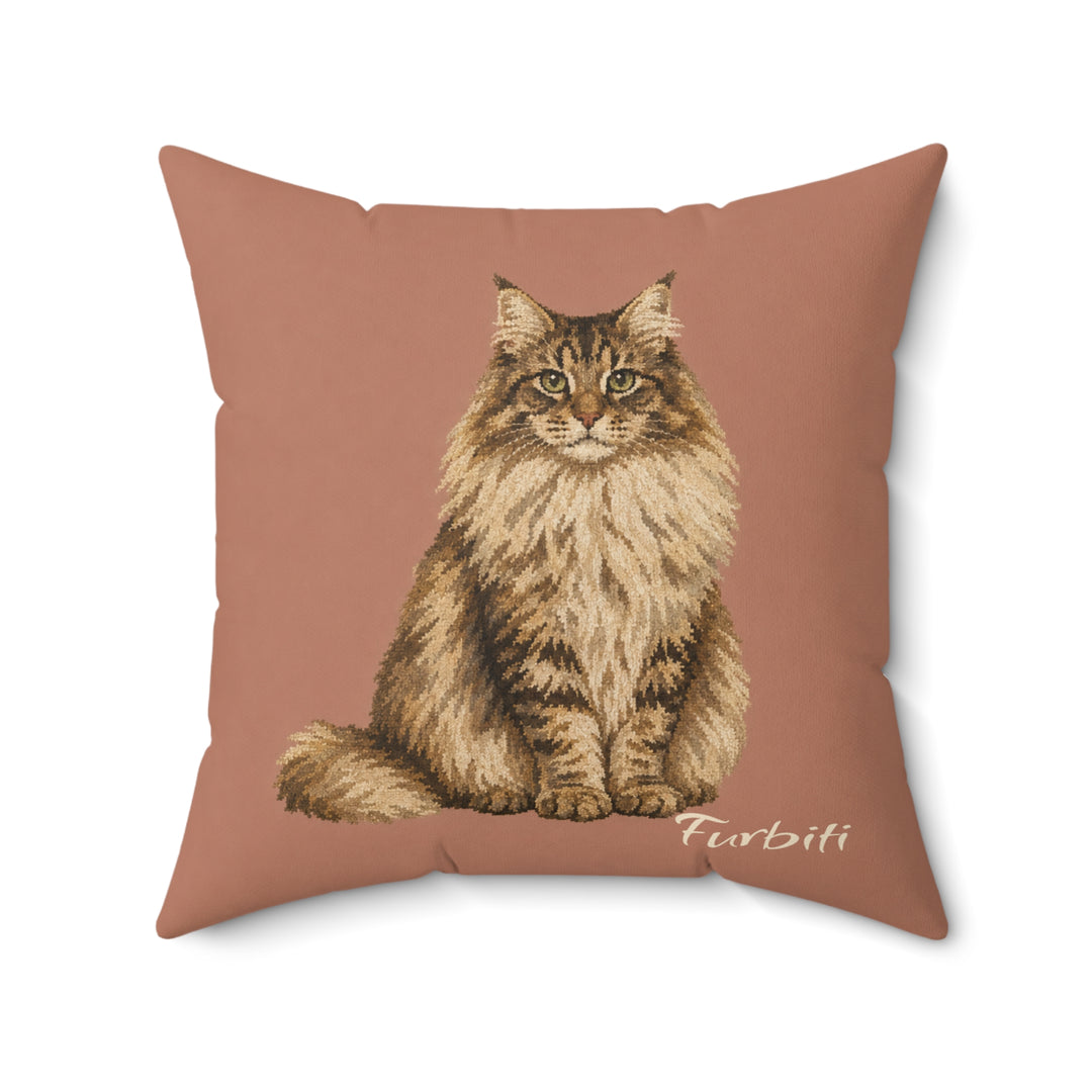 Personalized dusty rose cat pillow front product view