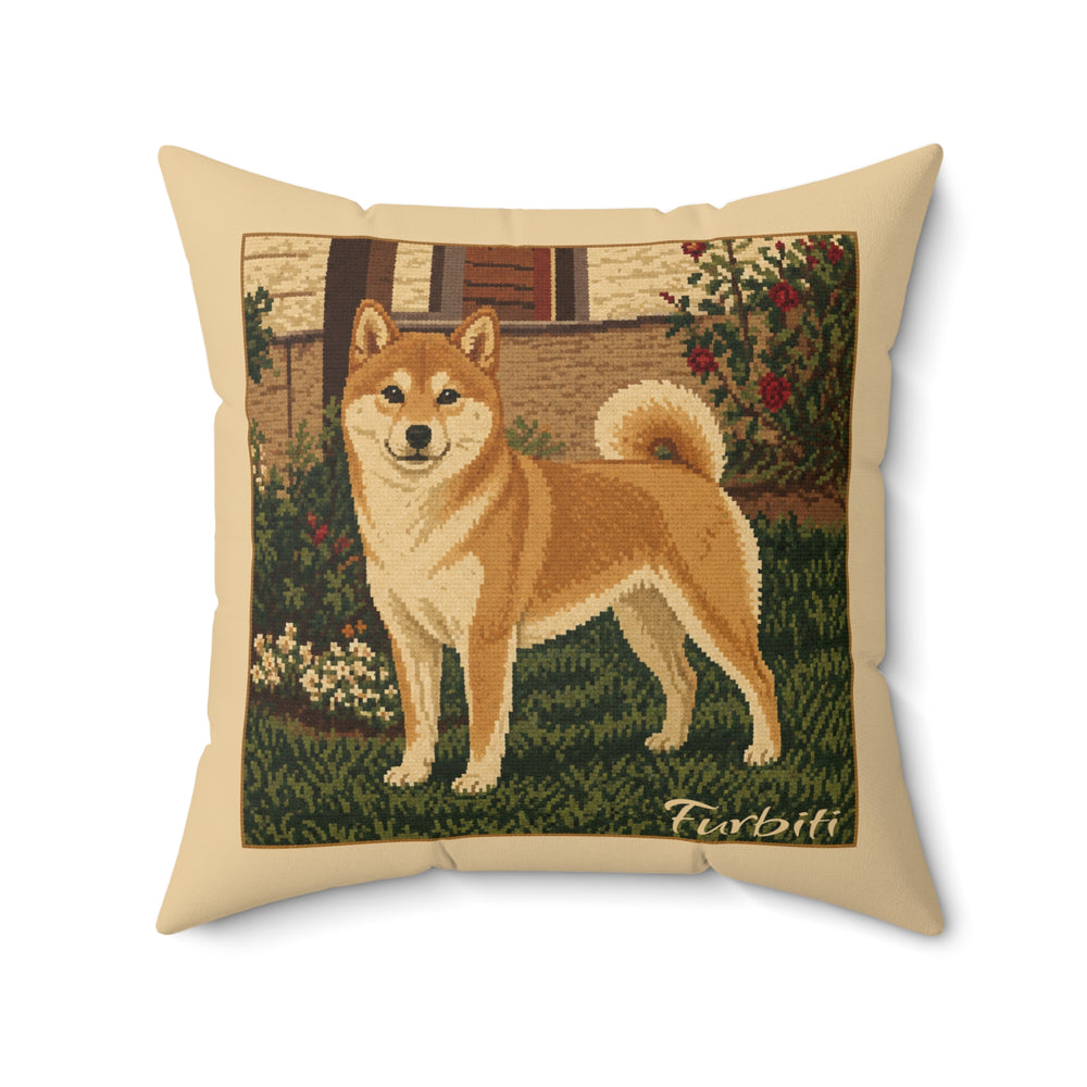 Personalized garden dog portrait pillow front product view