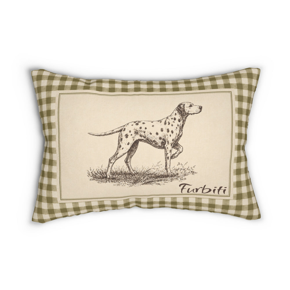 Personalized gingham pet lumbar pillow flat product view