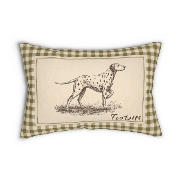 Personalized gingham pet lumbar pillow flat product view