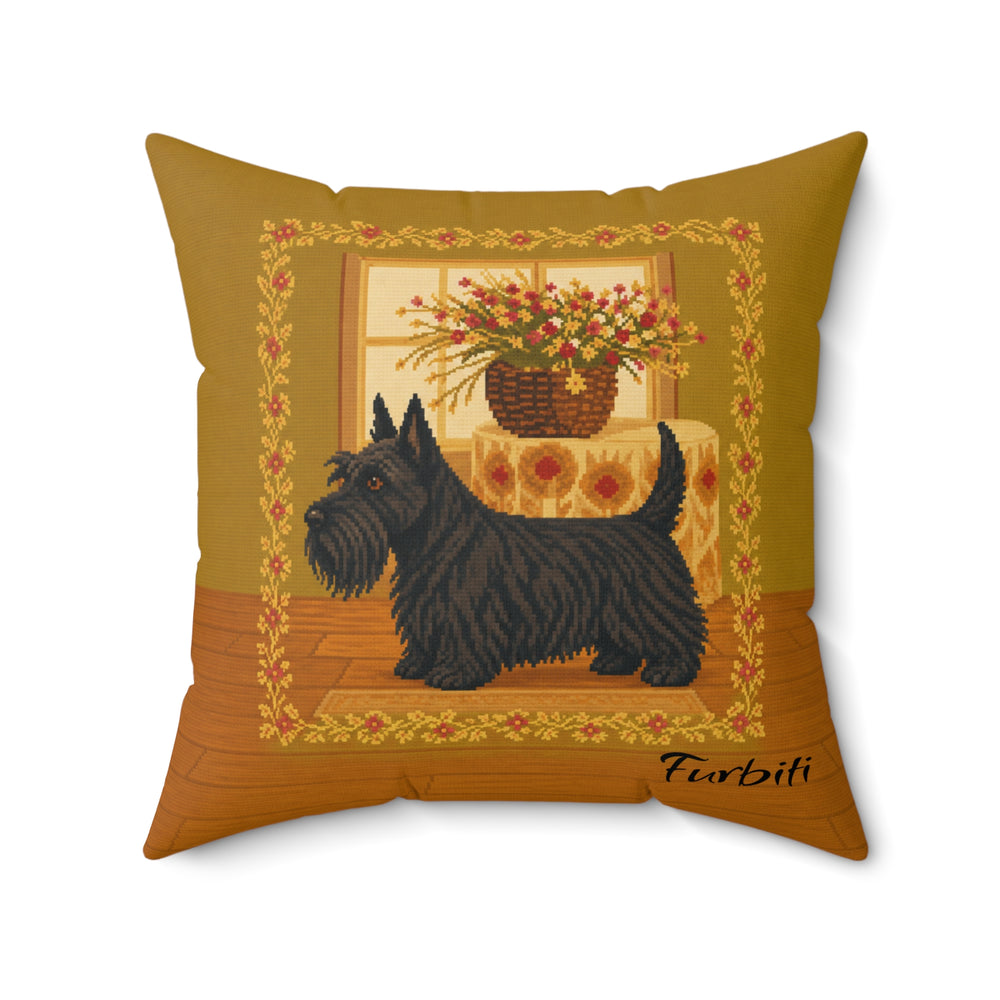 Personalized golden cat portrait pillow flat product view
