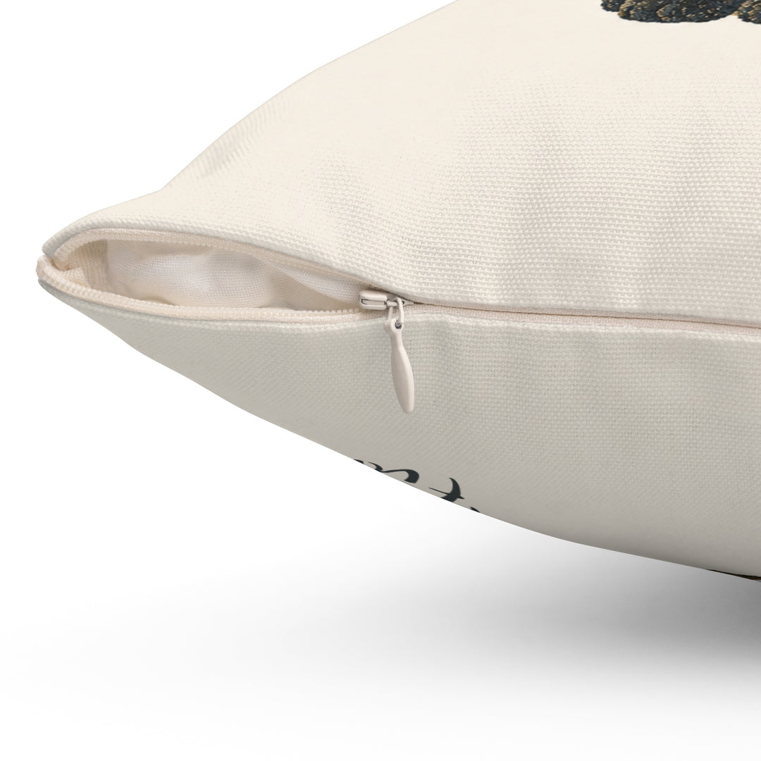 Personalized minimal pet pillow zipper detail view