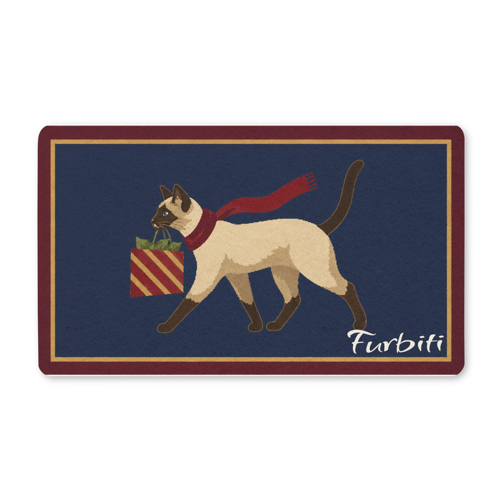 Personalized navy cat doormat flat product view